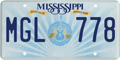 MS license plate MGL778