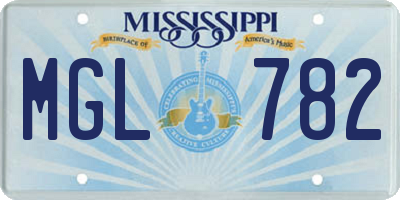 MS license plate MGL782