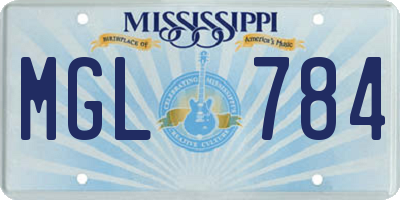 MS license plate MGL784