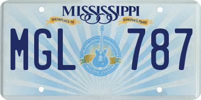 MS license plate MGL787