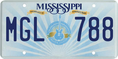 MS license plate MGL788