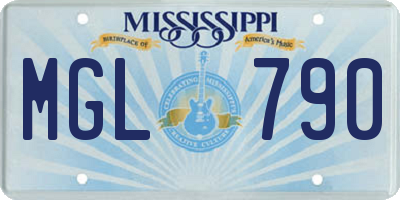 MS license plate MGL790