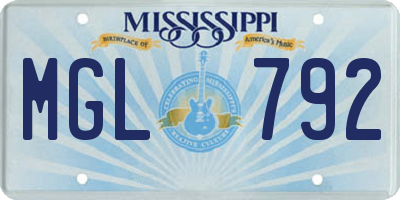 MS license plate MGL792
