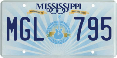 MS license plate MGL795