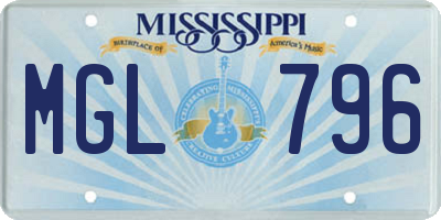 MS license plate MGL796