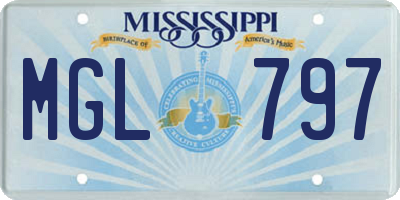 MS license plate MGL797