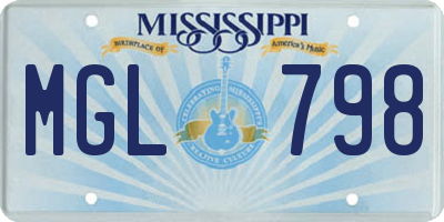 MS license plate MGL798