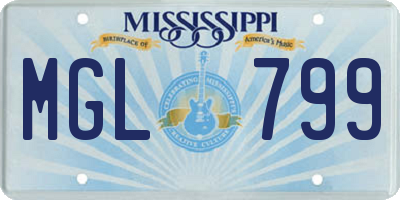 MS license plate MGL799