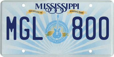 MS license plate MGL800