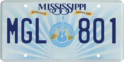 MS license plate MGL801
