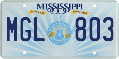 MS license plate MGL803