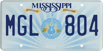 MS license plate MGL804