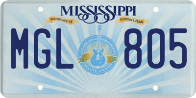 MS license plate MGL805