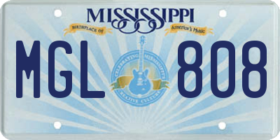 MS license plate MGL808