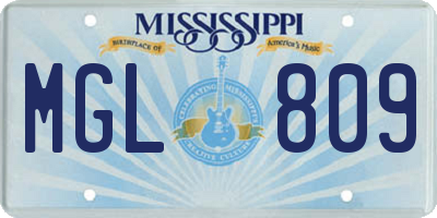 MS license plate MGL809