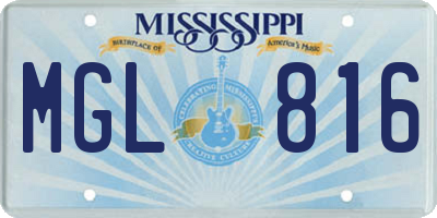 MS license plate MGL816