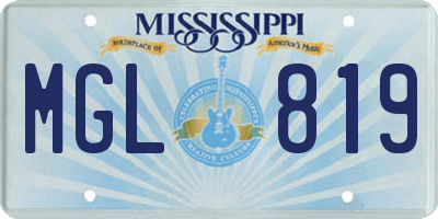 MS license plate MGL819