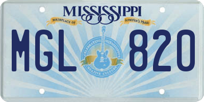 MS license plate MGL820
