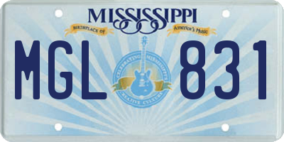 MS license plate MGL831