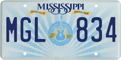 MS license plate MGL834