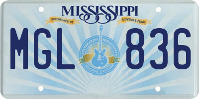 MS license plate MGL836