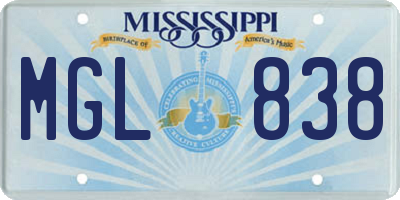 MS license plate MGL838