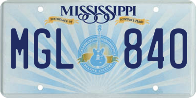 MS license plate MGL840