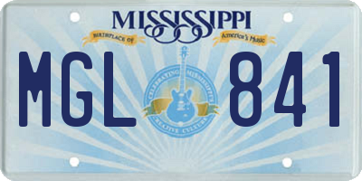 MS license plate MGL841