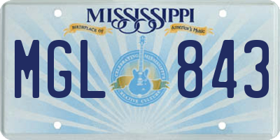 MS license plate MGL843
