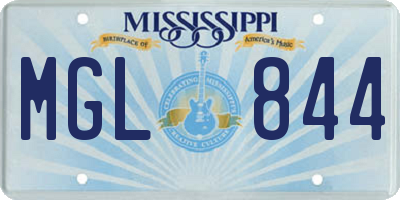 MS license plate MGL844
