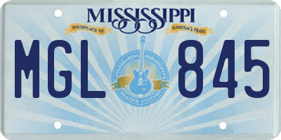 MS license plate MGL845