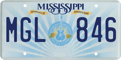 MS license plate MGL846