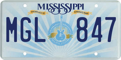 MS license plate MGL847