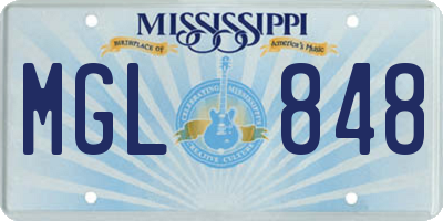 MS license plate MGL848
