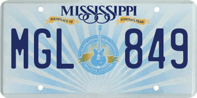 MS license plate MGL849