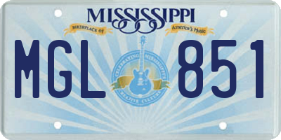 MS license plate MGL851