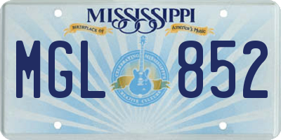 MS license plate MGL852