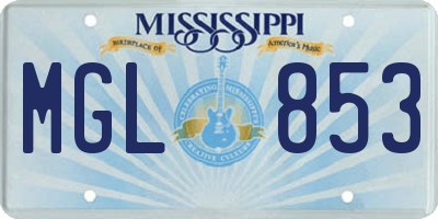 MS license plate MGL853