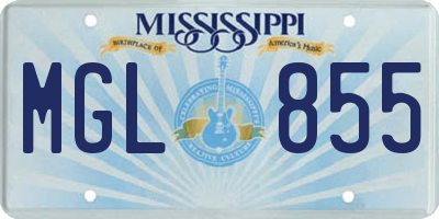 MS license plate MGL855