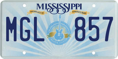 MS license plate MGL857