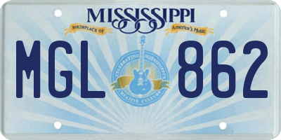 MS license plate MGL862