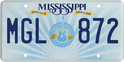 MS license plate MGL872