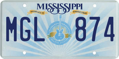 MS license plate MGL874