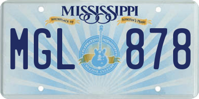 MS license plate MGL878