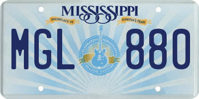 MS license plate MGL880