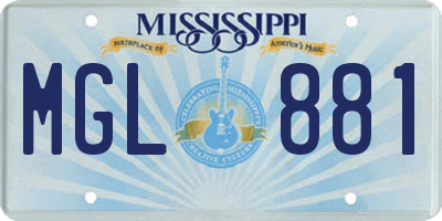 MS license plate MGL881