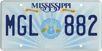 MS license plate MGL882