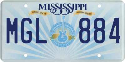 MS license plate MGL884