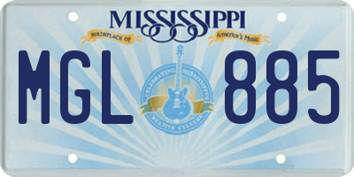 MS license plate MGL885