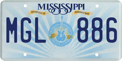 MS license plate MGL886